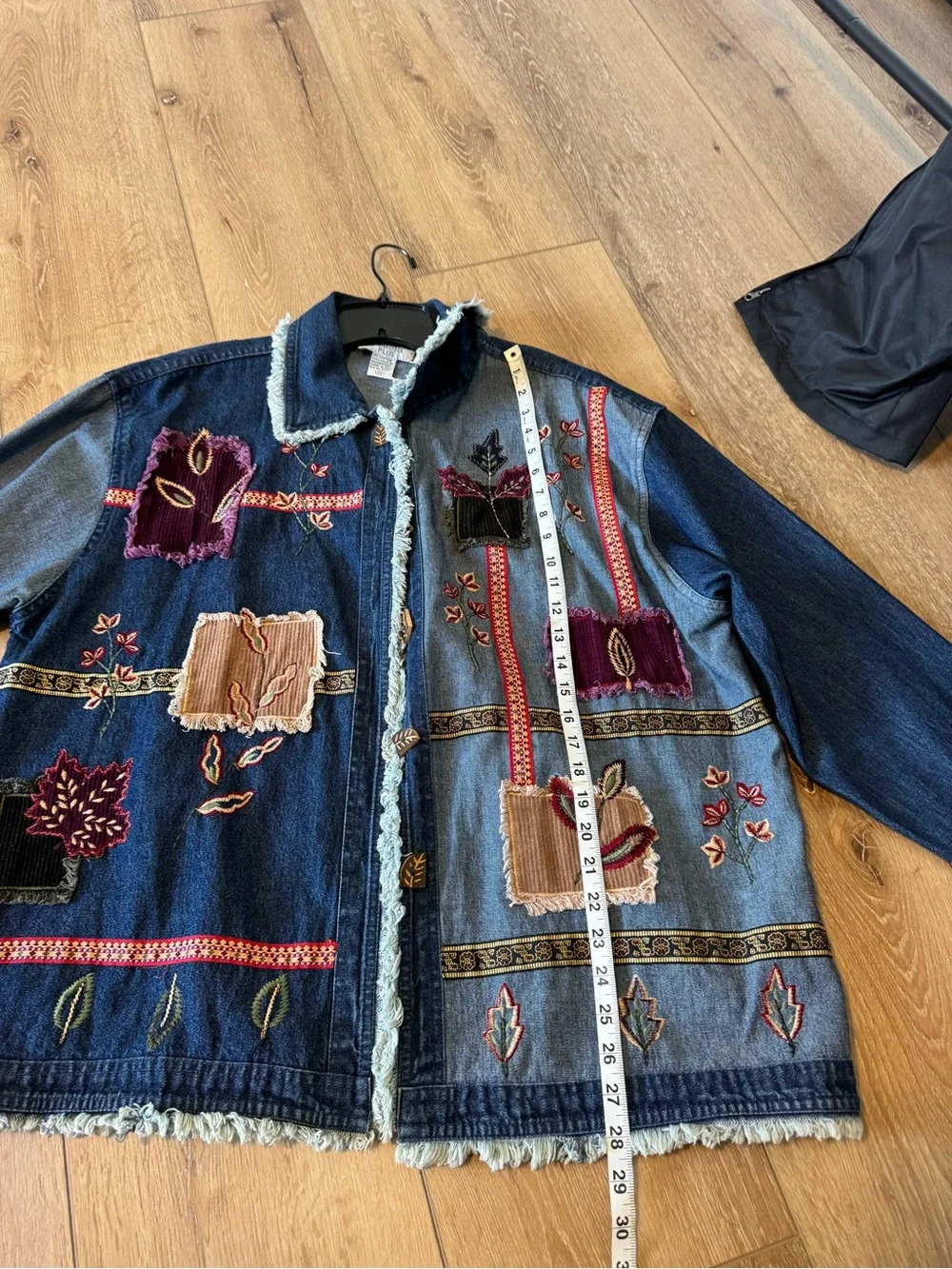 Sara Studio vintage patchwork embroidery denim jean chore jacket size 2X - Picture 6 of 7